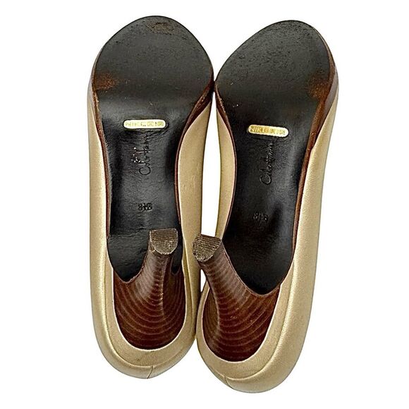 Cole Haan Cocktail Party Peep Toe Leather Slip-On Pumps Womens Size 8.5 B Used - Picture 3 of 10